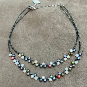 Lia sophia necklace colorful pearls & crystals